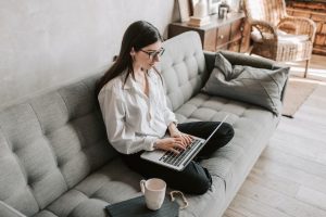 woman laptop working from home